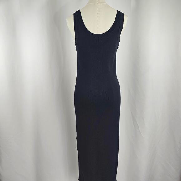 The Drop Yasmin Black Side Slit Rib Knit Midi Tank Dress Women's Size L NWT - Picture 8 of 14